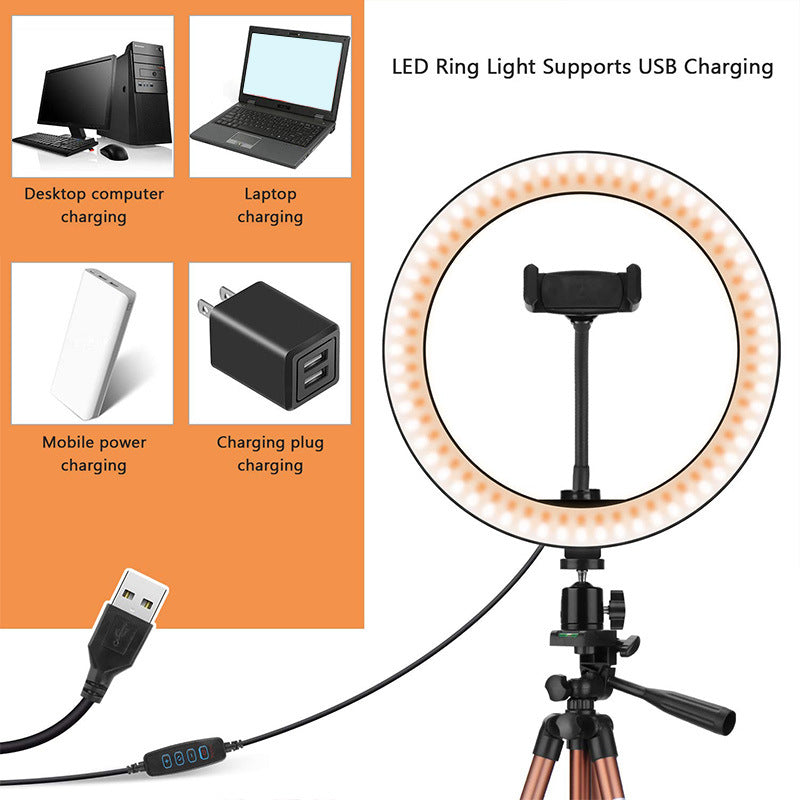 10 Inch Selfie Ring Light 130cm Tripod Stand Makeup Live Phone Stand With Remote Control