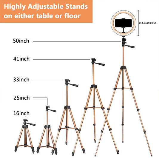 10 Inch Selfie Ring Light 130cm Tripod Stand Makeup Live Phone Stand With Remote Control