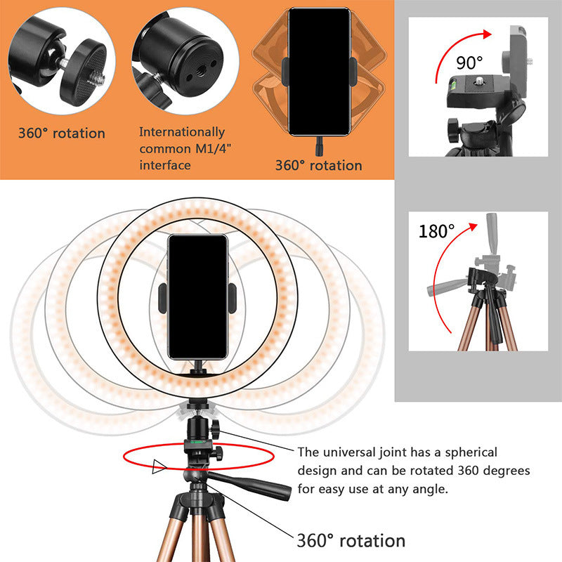 10 Inch Selfie Ring Light 130cm Tripod Stand Makeup Live Phone Stand With Remote Control