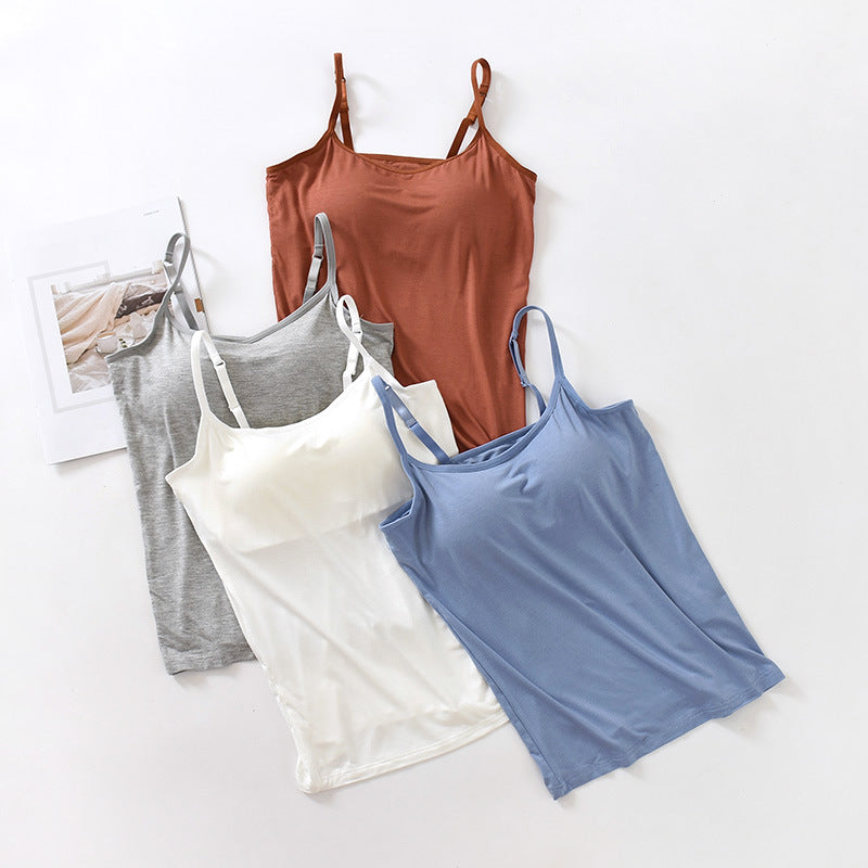 Modal camisole with chest pad no steel ring underwear cup