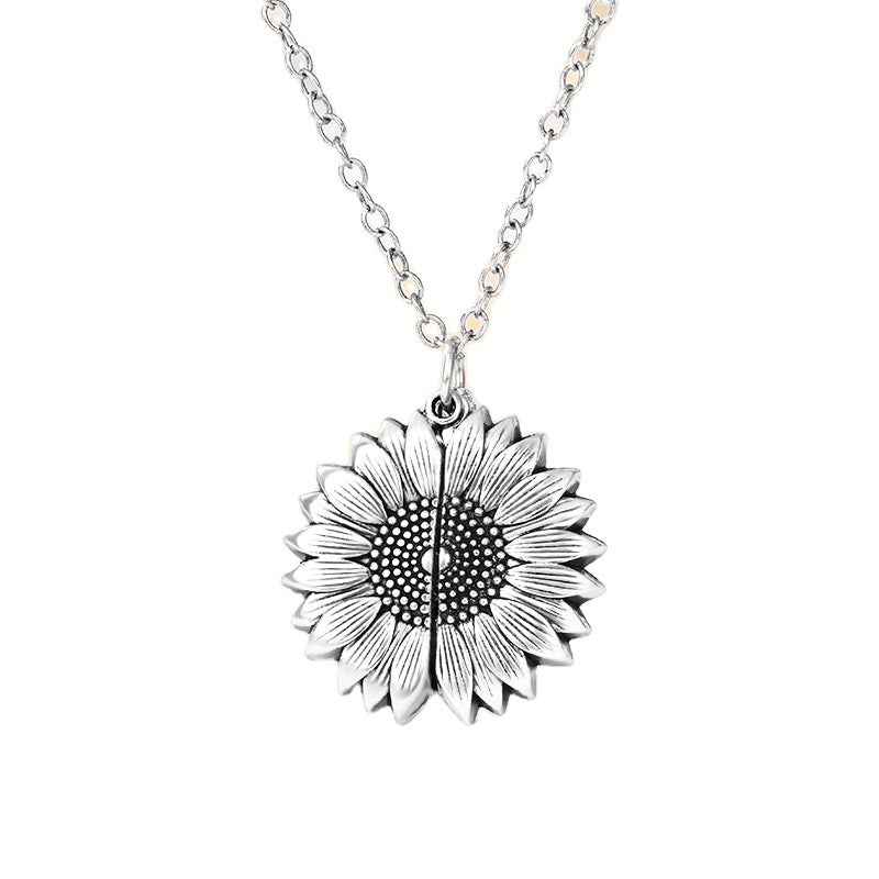 Sunflower necklace open pendant lettering YOUARE MY SUNSHINE