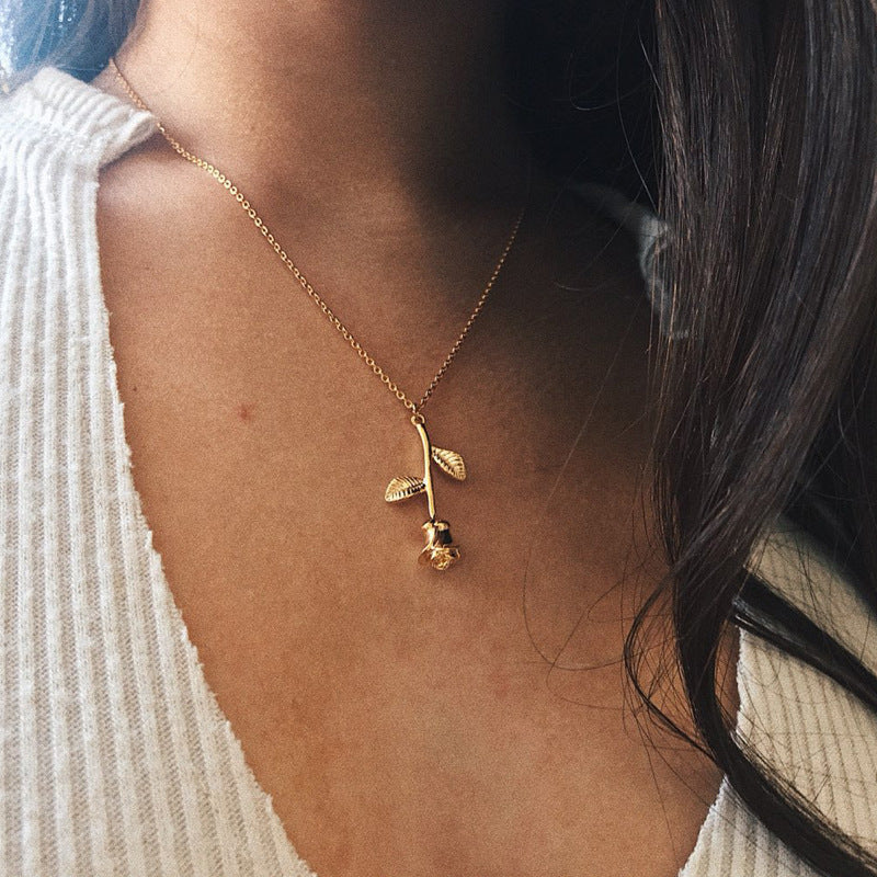 New jewelry exquisite rose pendant necklace for girlfriend