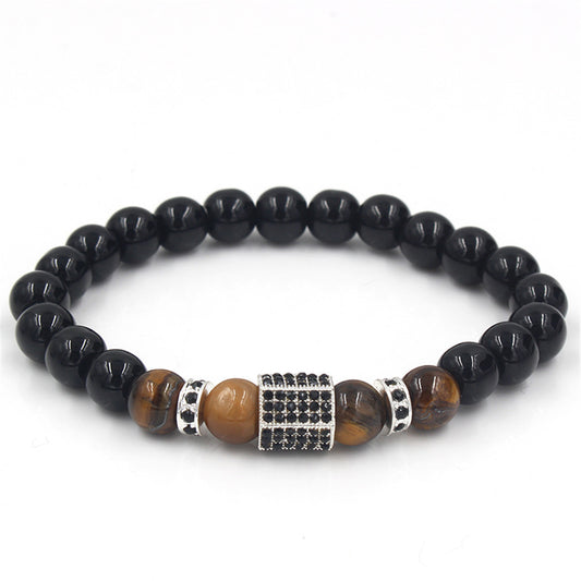 Explosion hot sale black diamond tiger eye micro-encrusted wheel bead spacer bracelet bracelet bracelet male