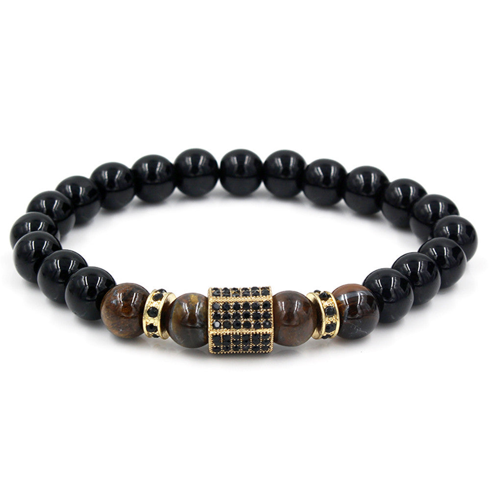 Explosion hot sale black diamond tiger eye micro-encrusted wheel bead spacer bracelet bracelet bracelet male