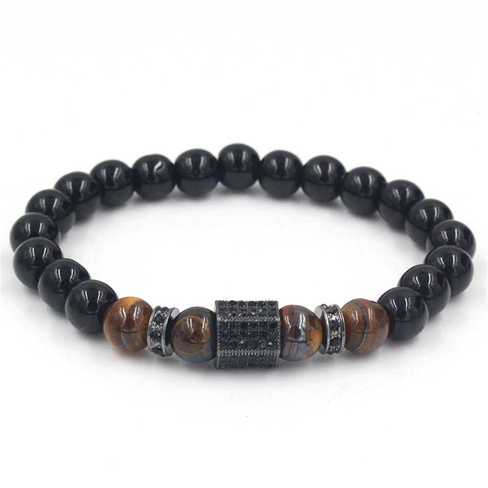 Explosion hot sale black diamond tiger eye micro-encrusted wheel bead spacer bracelet bracelet bracelet male
