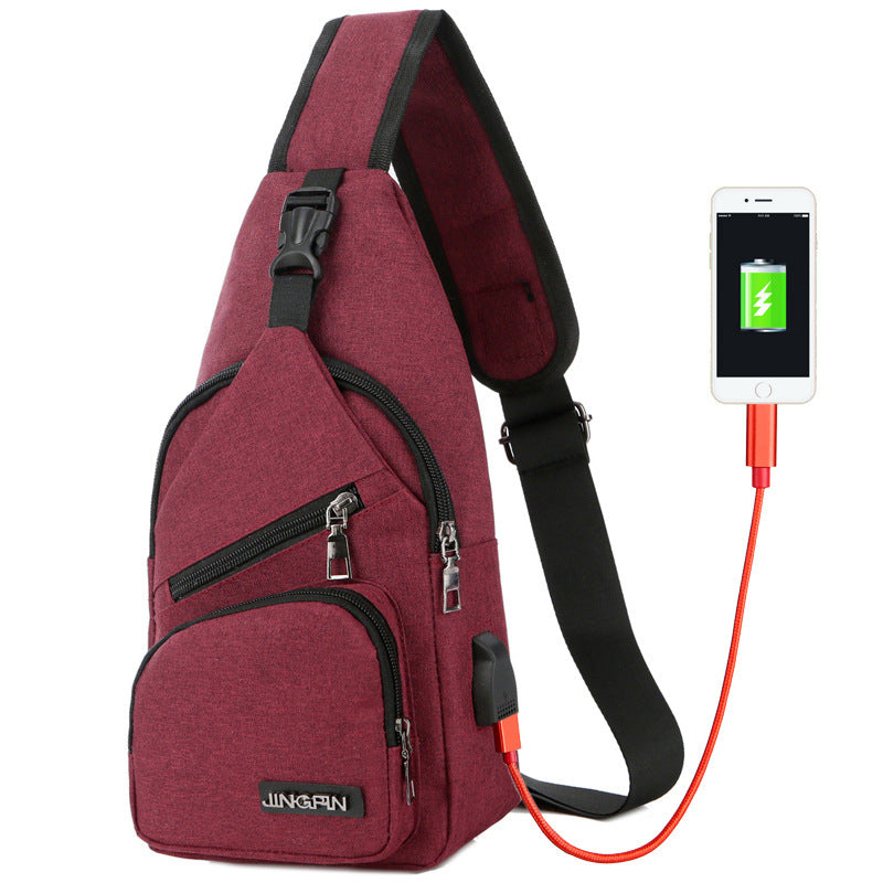 Usb Canvas Chest Bags Unisex