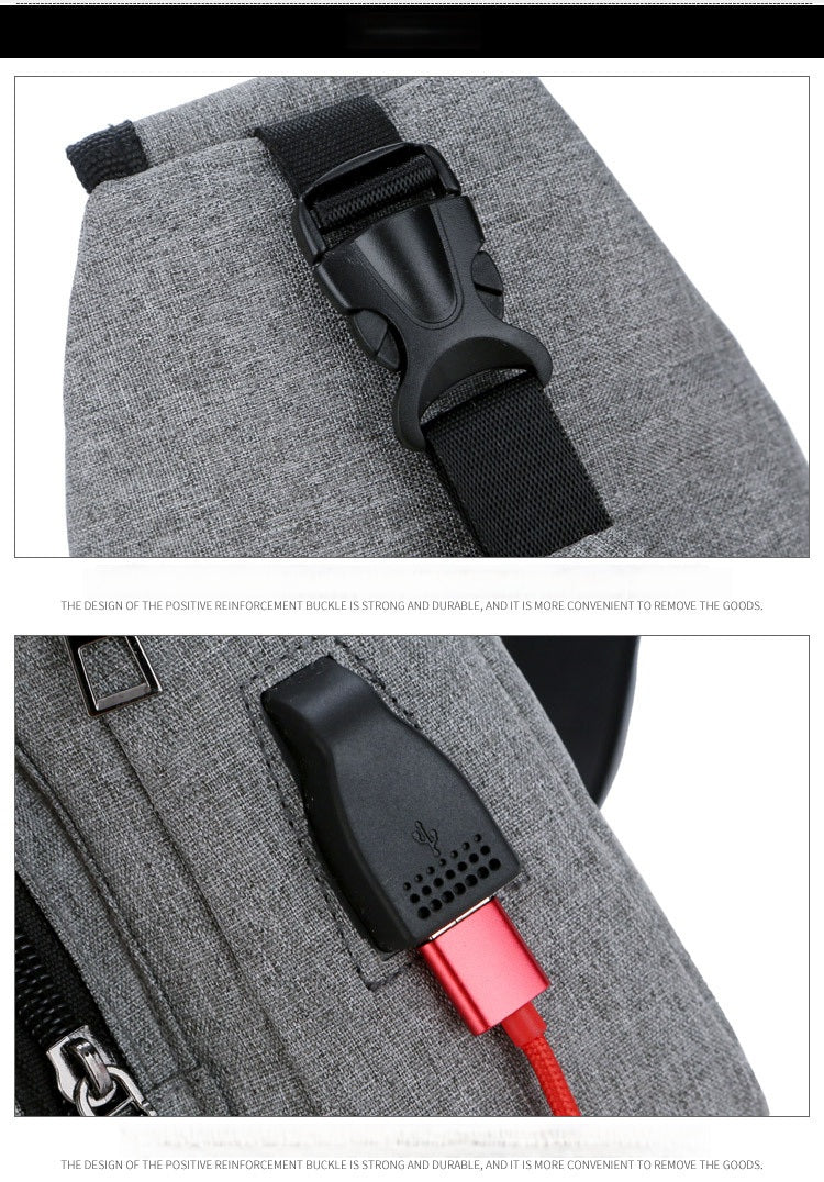 Usb Canvas Chest Bags Unisex