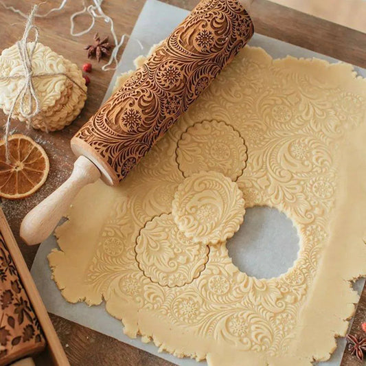 Transhome Christmas Embossing Rolling Pin 35-43 cm Fondant Cake