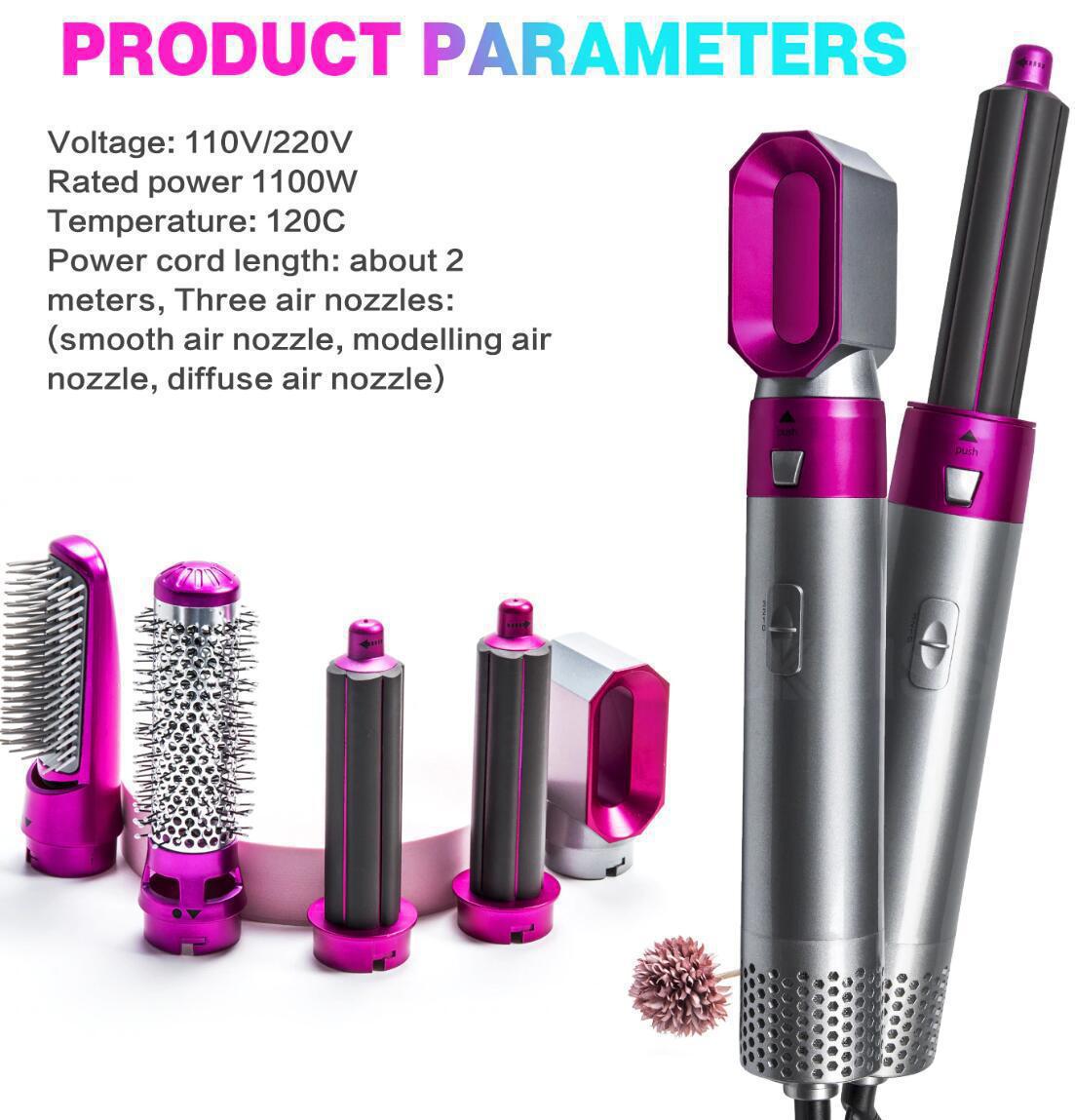 Five-in-one hot air comb blow dryer comb automatic suction hair styling comb curly hair straightening comb