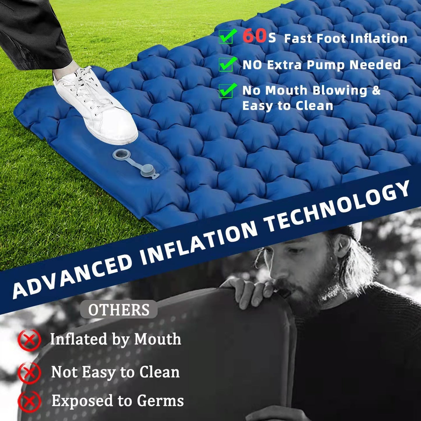 Inflatable Mattress Lightweight Portable Camping Moisture-Proof Outdoor Inflatable Mattress