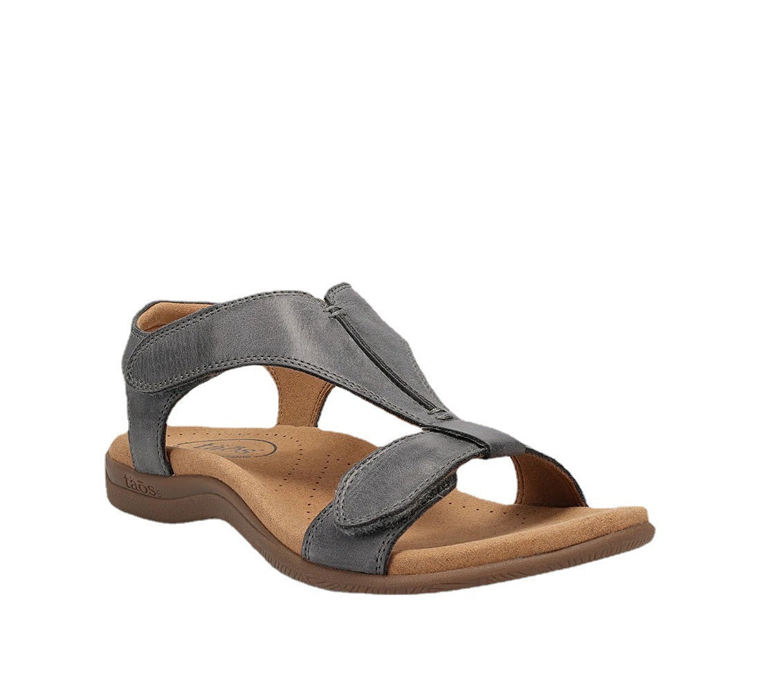 Summer European and American flat foot arch massage Velcro word casual beach sandals