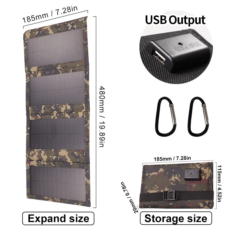 Solar foldable bag USB charger camping charging