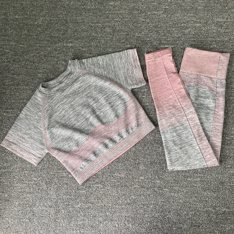 Short-sleeved hip-lifting elastic fitness sports yoga clothing