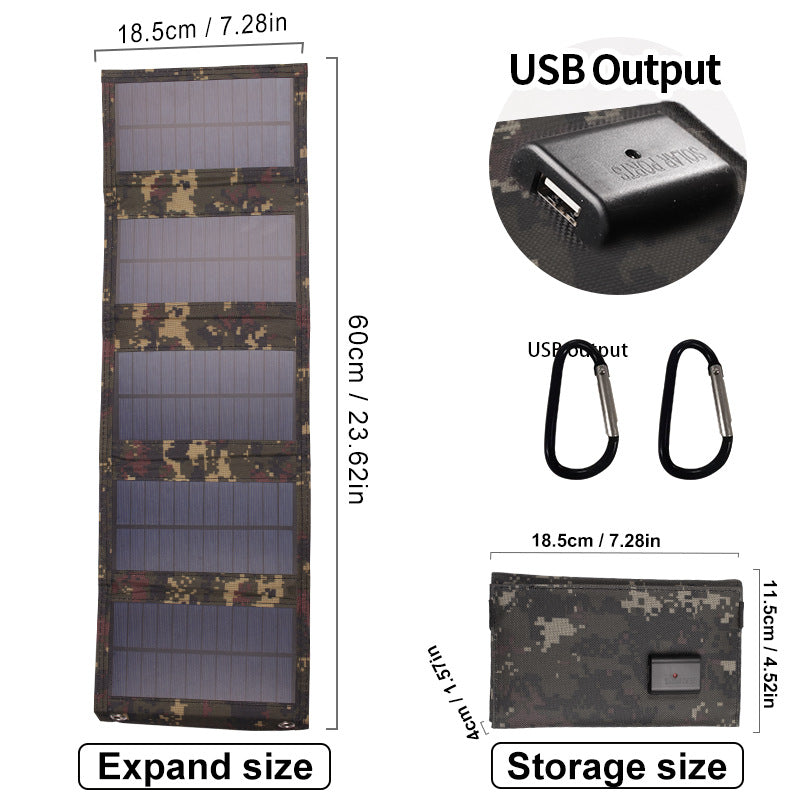 Solar foldable bag USB charger camping charging