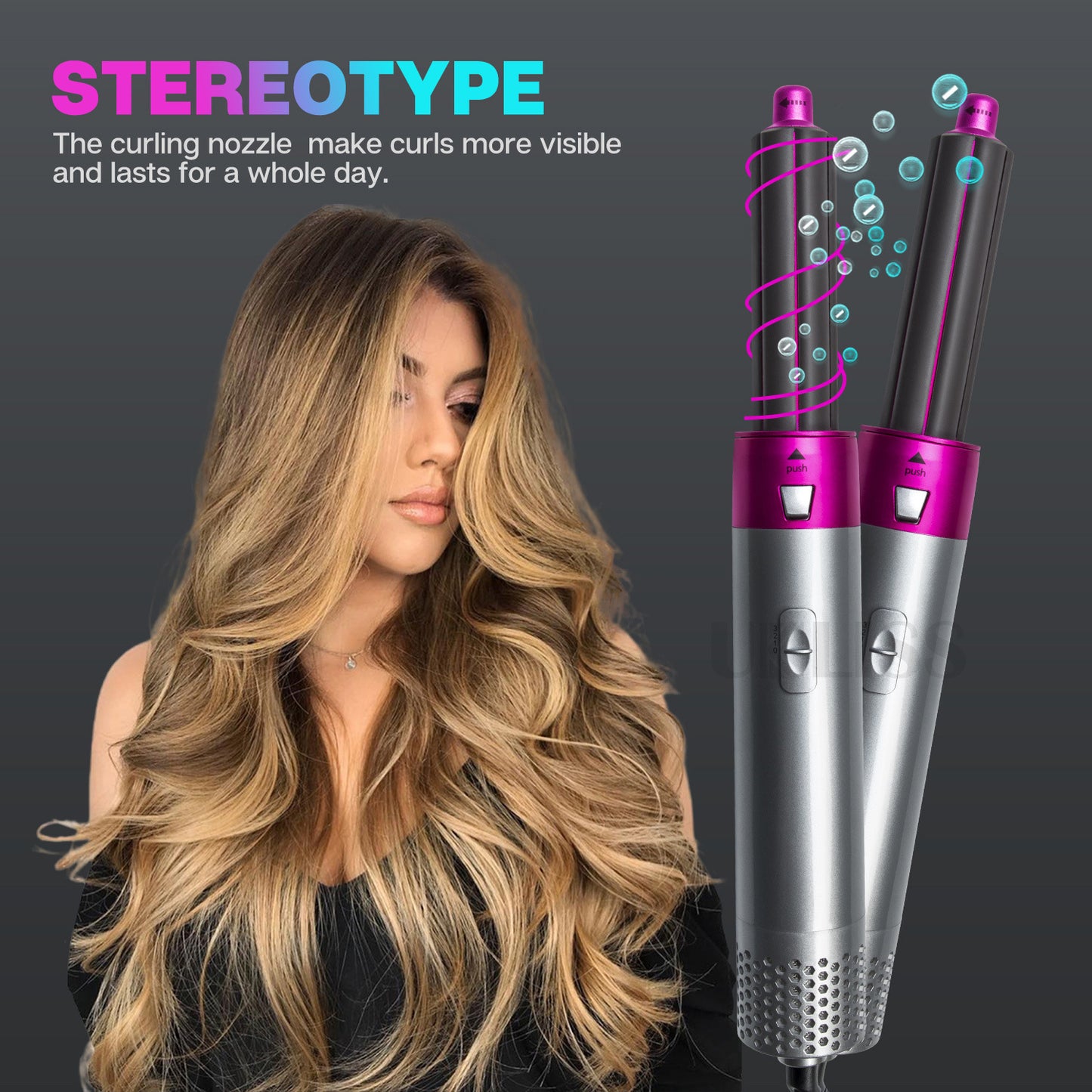 Five-in-one hot air comb blow dryer comb automatic suction hair styling comb curly hair straightening comb