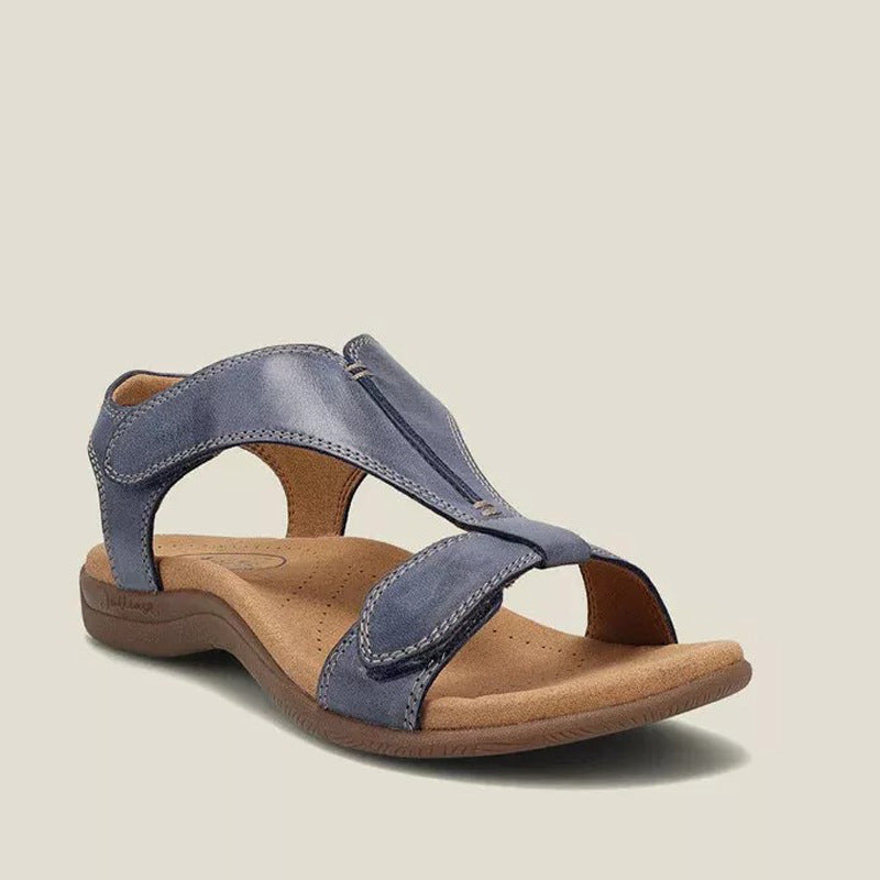 Summer European and American flat foot arch massage Velcro word casual beach sandals
