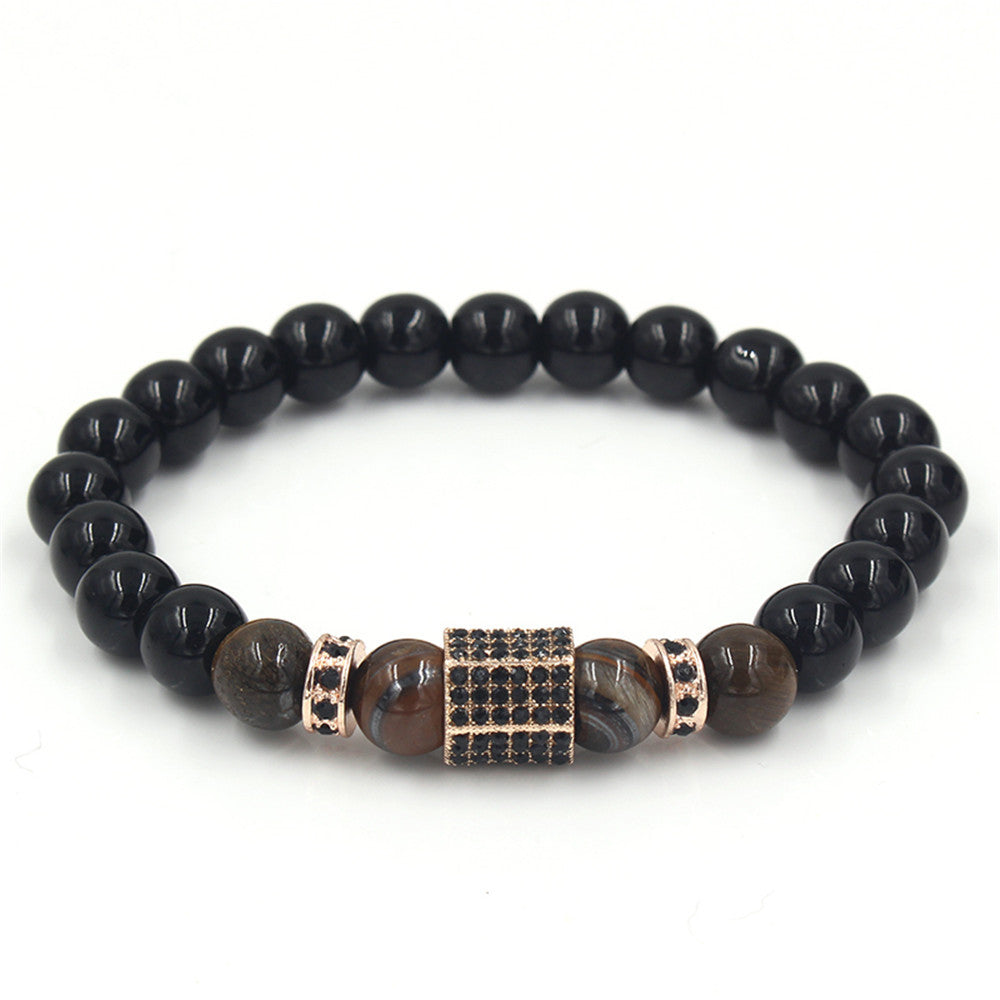 Explosion hot sale black diamond tiger eye micro-encrusted wheel bead spacer bracelet bracelet bracelet male