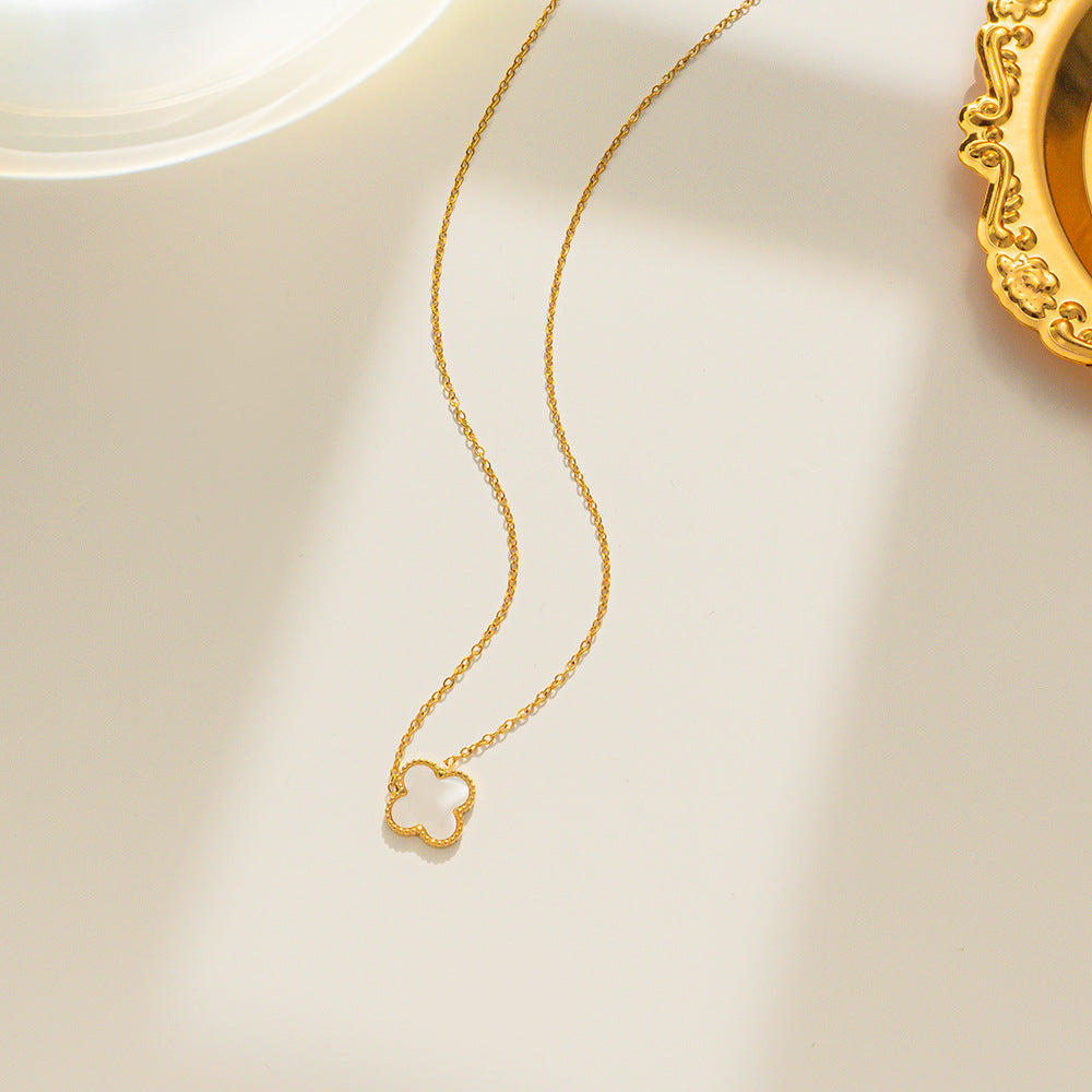 Lucky Necklace Girls Clover Necklace Titanium Steel 18K Gold