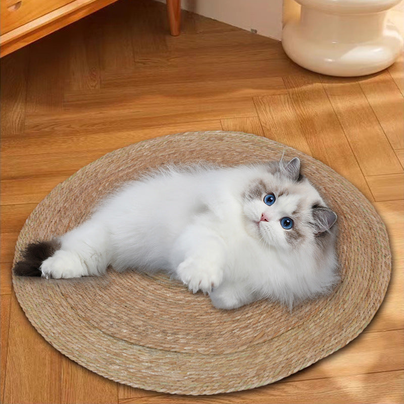 Universal straw woven winter warm cat bed