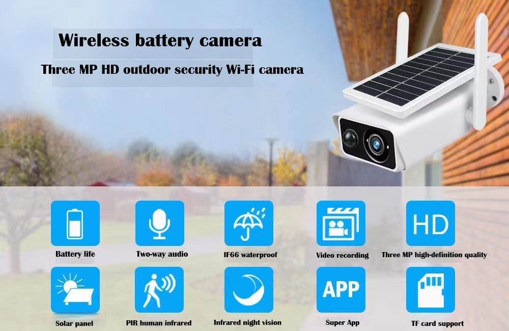 Low power consumption 3MP outdoor high-definition wireless solar camera